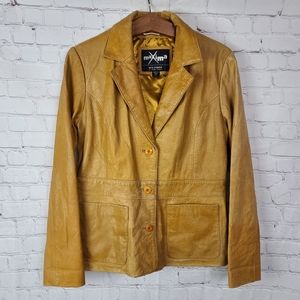 Maxima Wilson's Leather Jacket. Tan, Gold. Sz L.